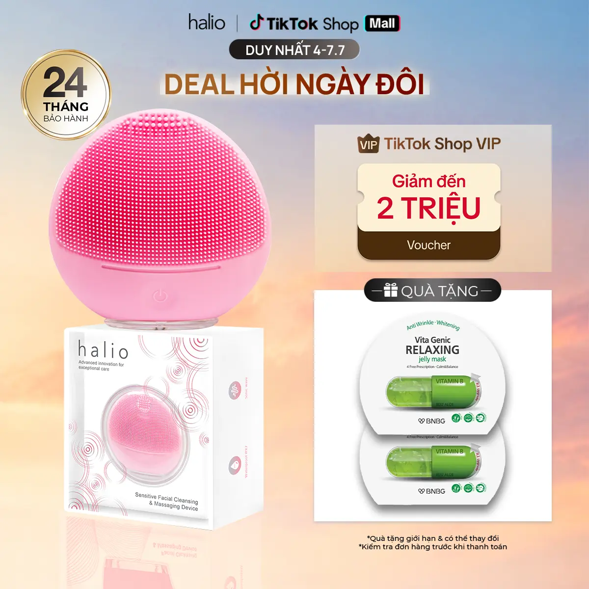 Máy Rửa Mặt Halio Dành Cho Da Nhạy Cảm Sensitive Facial Cleansing & Massaging Device Nữ