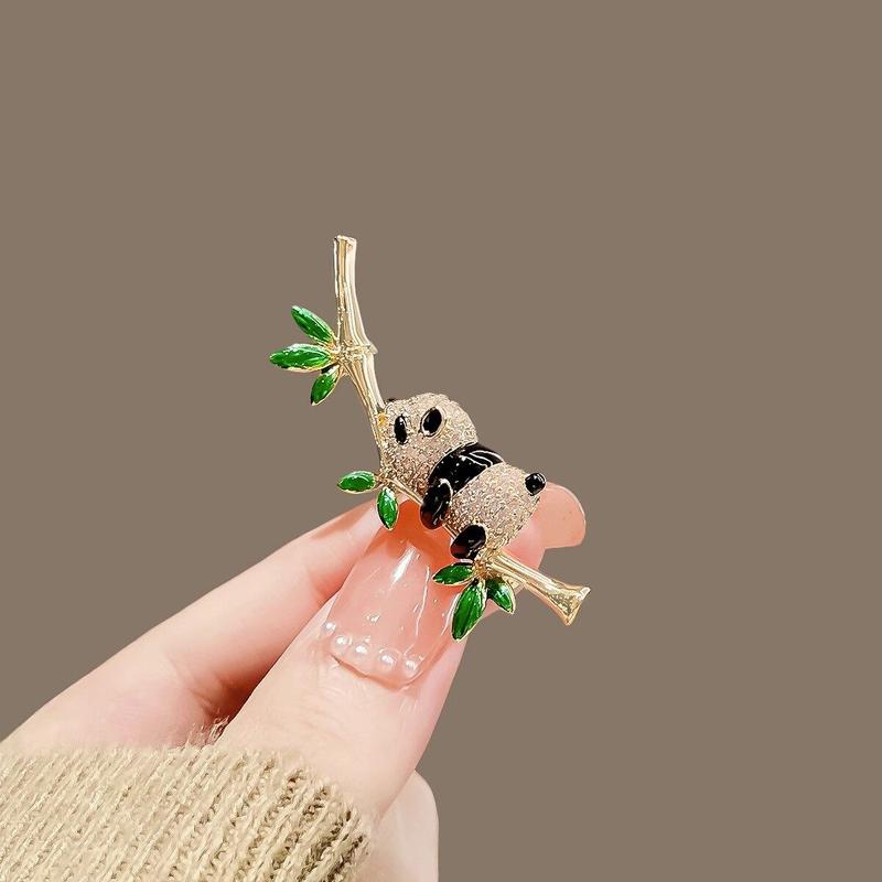 Trâm Cài Gấu Trúc Pha Lê Thời Trang Cho Nữ, Trâm Cài Động Vật Hợp Kim Màu Vàng Sang Trọng, Ghim Cài 3