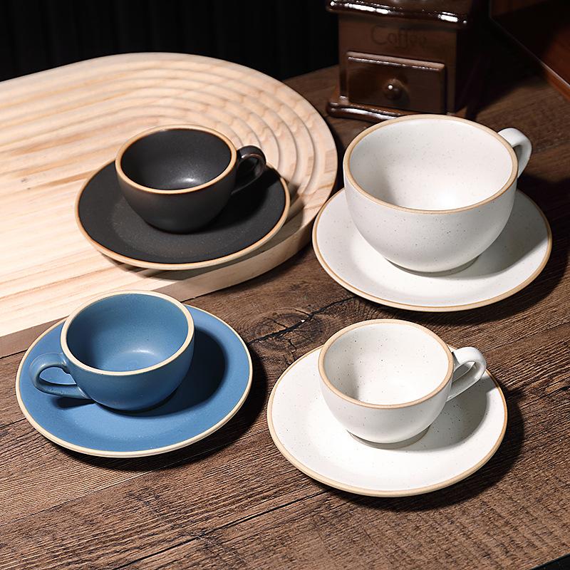 Product Introduction of Ceramic Coffee cup and saucer set Continental Latte cup Coffee shop home office breakfast cup personalized cup and saucer  mug drinkware reusable washable andwear-resistant 11