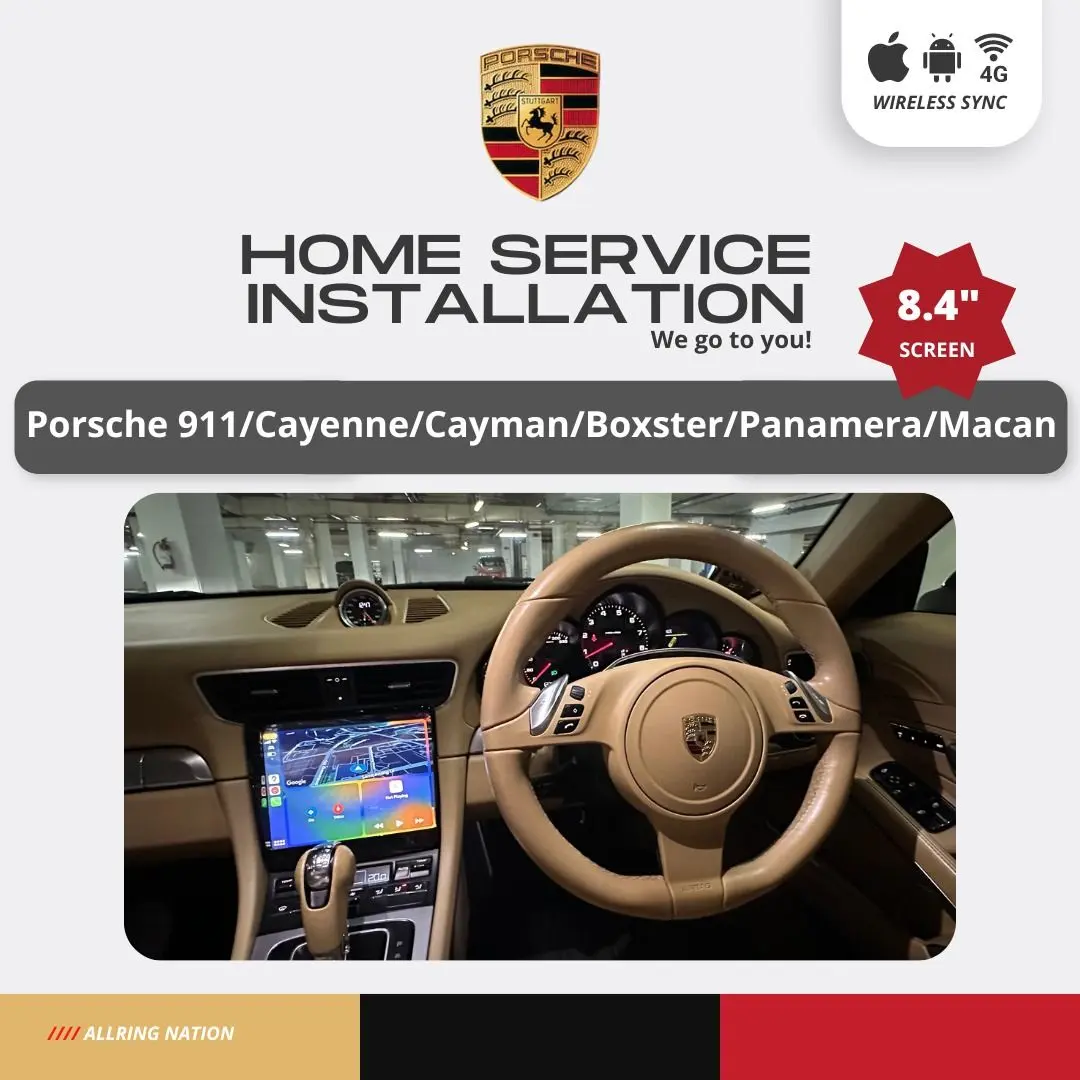 PORSCHE NEW 8.4” ANDROID HEADUNIT PLAYER WITH DIALS for Porsche 911,Cayenne, Carrera, Cayman, Boxster, Panamera, Macan | 8 Core | WIRELESS CARPLAY & WIRELESS ANDROID AUTO | 4GB-RAM 64GB-ROM 4G-LTE + Home Visit Installation