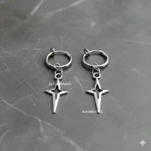 ANTING JEPIT (PER) TANPA TINDIK LIONTIN BINTANG Y2K PRIA DAN WANITA TITANIUM ANTI KARAT Earrings