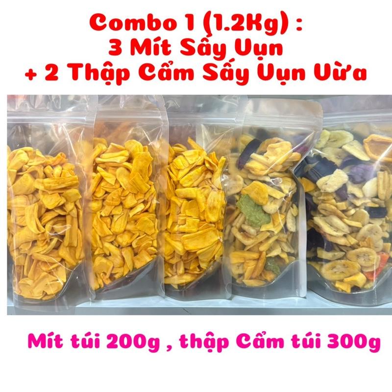 Combo 1 (1.2Kg) : 3 Túi Mít Sấy Vụn + 2 Thập Cẩm Sấy Vụn To - Thơm giòn ngọt được đóng gói bằng túi zipper