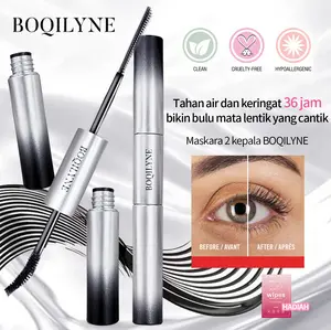 BOQILYNE Maskara 2 Head Viral! Sikat Bulu Mata Membuat Bulu Tebal, Panjang & Melengkung – Tahan Keringat Tidak Luntur, Mata Lebih Besar Segar Mascara