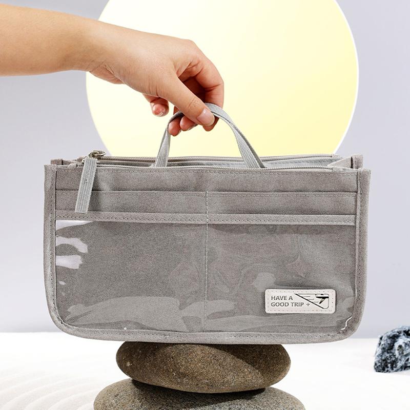 Product Introduction of Organizer Bag Tote Lined Bag Handy Handheld Cosmetic Bag Large Capacity Multifunctional Handbag Medium Bag Travel Makeup Toiletries Storage Bag 2