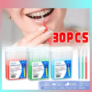 Sikat Behel Gigi Pembersih Sela Celah Interdental Brush Ortho Tusuk 30 Pcs Material Tahan Lama Ukuran Berbagai Warna Cantik
