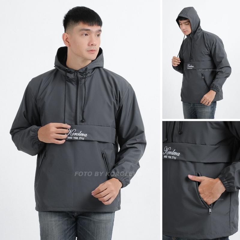 Product Introduction of Jaket pria distro Bandung hoodie dua sisi bolak balik keren grosir pakaian keren jaket cowok jaket parasut jaket parasut pria jaket parka jaket pria distro Nyaman parasut cougle Bordir Waterproof Casual Fleece Sweater Tebal Hitam Jumper Navy jersey set 2