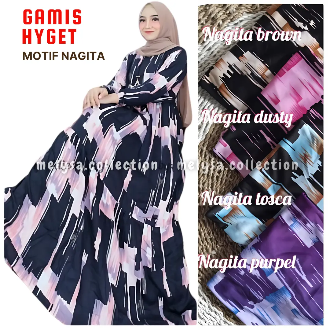 Gamis Hyget Harian Dress Wanita Muat Sampai XL Motif Nagita Malika Salur Etnik Panjang Tali Serut Nyaman - Gamis Muslim Murah 30 Ribuan gamis Dewasa Lebaran Maxi Tebal Syari