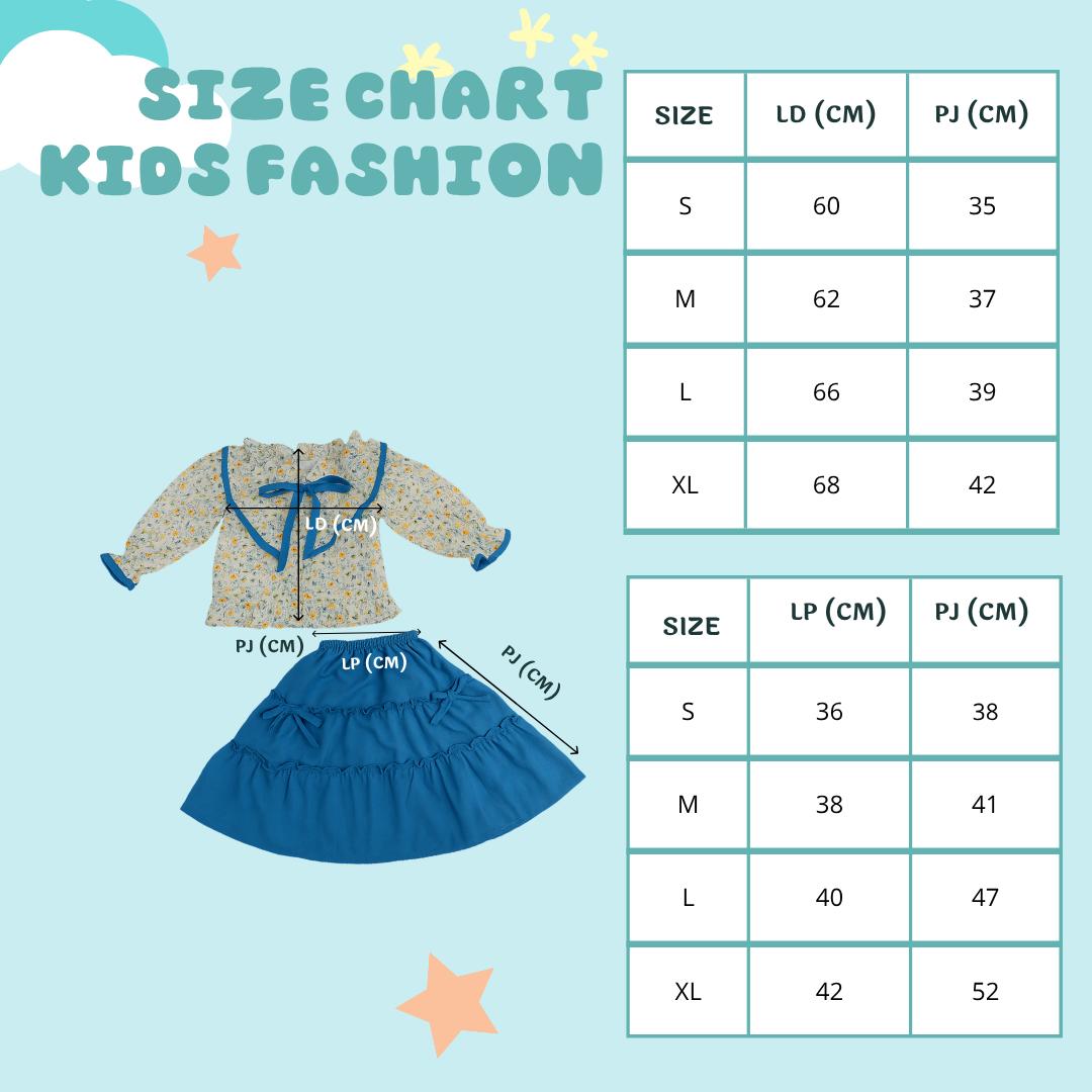SAFA FASHION - Setelan Anak Perempuan Zalina Motif Bunga Model Terlaris / Fashion Oneset Anak Perempuan Atasan dan Rok 7/8 Korean Style Terlaris