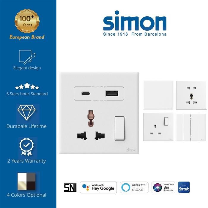 Jual Simon M1 Saklar & Stop Kontak M1 Series SNI Certified - White ...