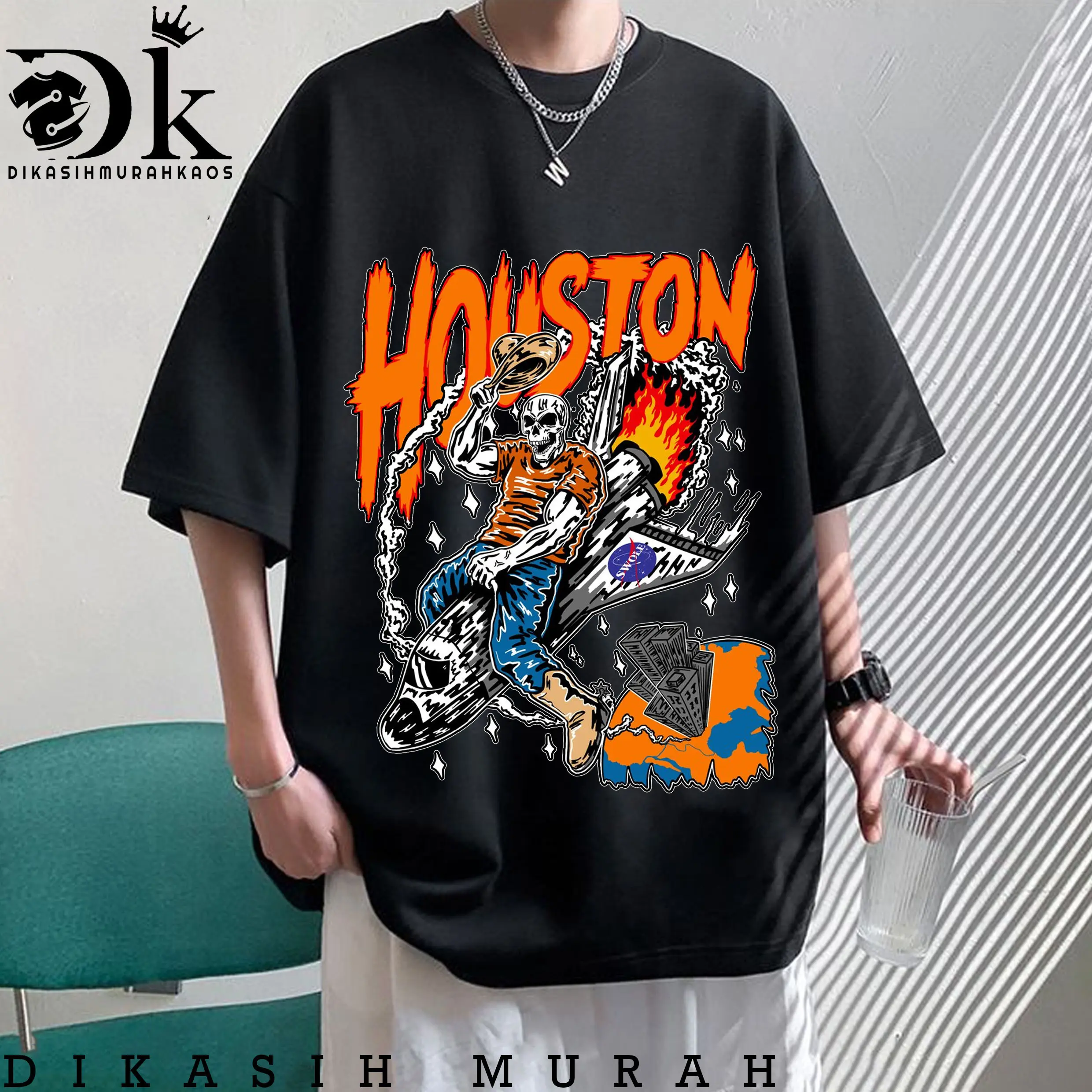 DIKASIHMURAH KAOS - T-Shirt gambar KAOS HOUSTON- Kaos gambar FF - DTF - Catton Combed 30s - Pria Dewasa - Unisex - Satuan/Lusinan - Bisa request foto dan nama - COD baju skena cowok Panjang