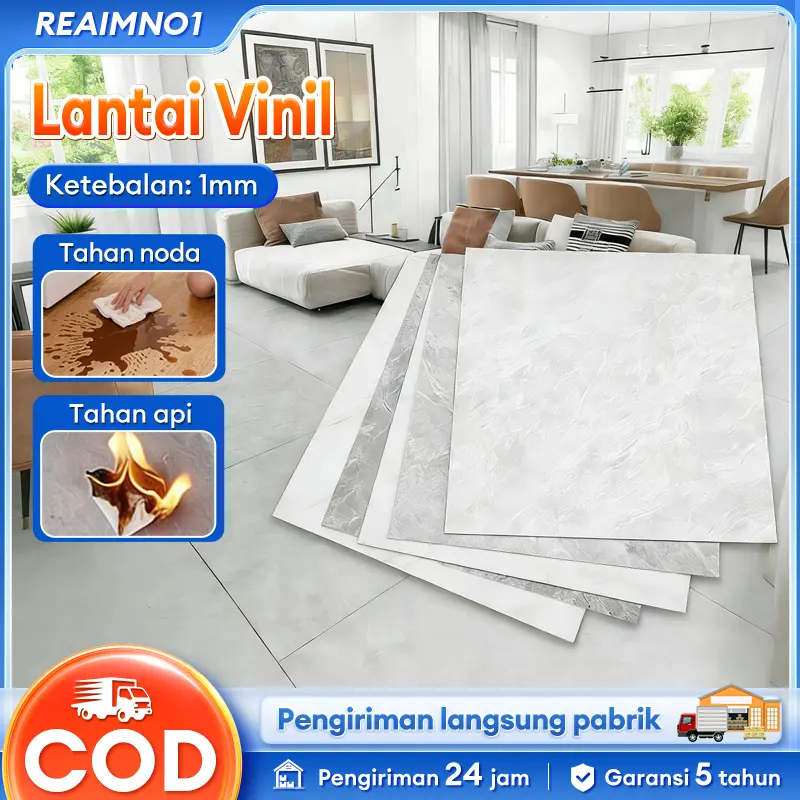 【 Diskon 50%】Reaim 1BOX(15Pcs/40Pcs) Sticker Lantai Model Cermin30*30/60*60cmVinyl Lantai Ubin Lantai kayu parquet Dengan Lem