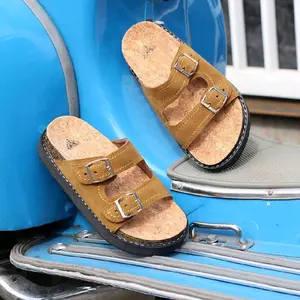 Reks Maks Sandal Anak Unisex Slip On Warna Hitam & Tan Size 26-35 untuk Usia 3-8 Tahun Fashion