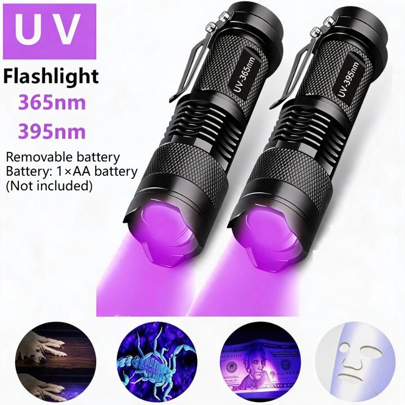 Đèn pin UV tím 365 nm/395 nm, chất liệu hợp kim nhôm, phát hiện tiền xu bằng tia cực đoan (UV), đèn pin UV phát quang, đèn pin hình nhện