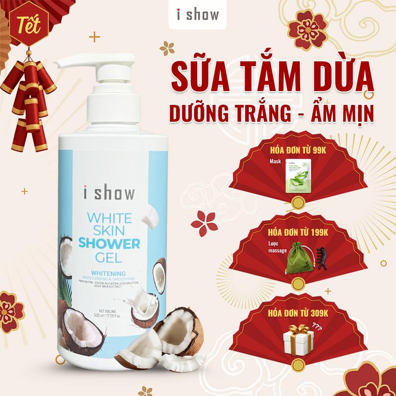  Sữa Tắm Sáng Da Chiết Xuất Dừa Và Sữa Dê Dưỡng Ẩm - Cải Thiện Sắc Tố Da Hương Thơm Ngọt Ngào Thanh Mát 500ml 