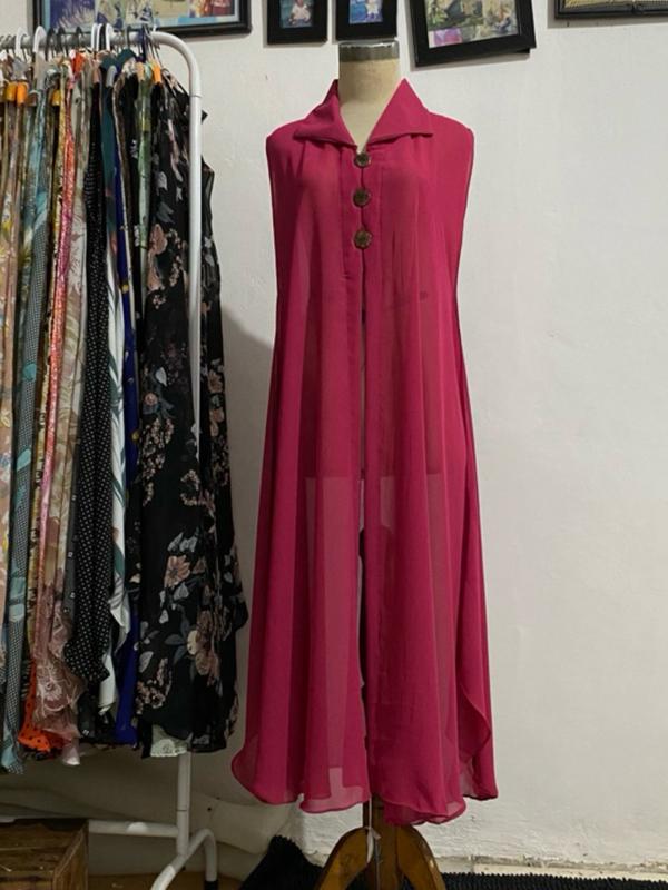 Outer Kardigan Jumbo Tanpa Lengan Bahan Ceruty Babydoll By Azka Collection - Model Pengencang Kancing 9