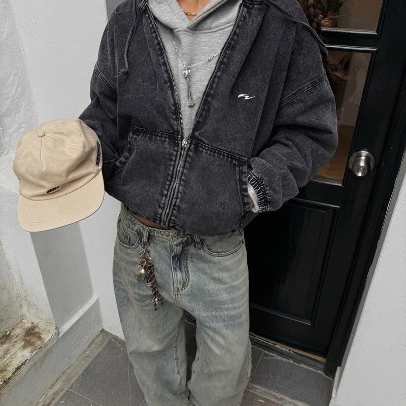  STEEL ZIP JACKET - Áo Khoác Jeans Wash Logo Có Dây Rút Whose Studio 