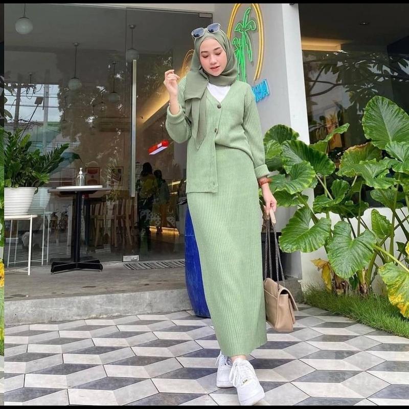 Setelan rajut sweater outer knit set 1