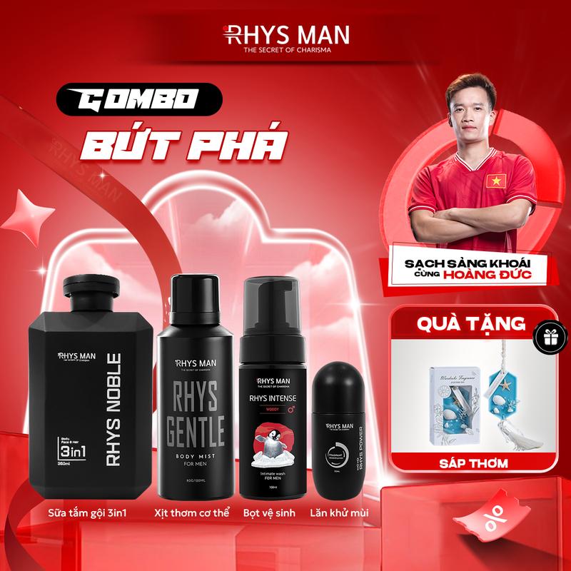 Combo Bứt Phá: Sữa tắm Noble 350ml + Lăn Nách + Body Mist + Bọt vệ sinh hương Bạc Hà | Tặng kèm Set túi hộp & Sáp thơm