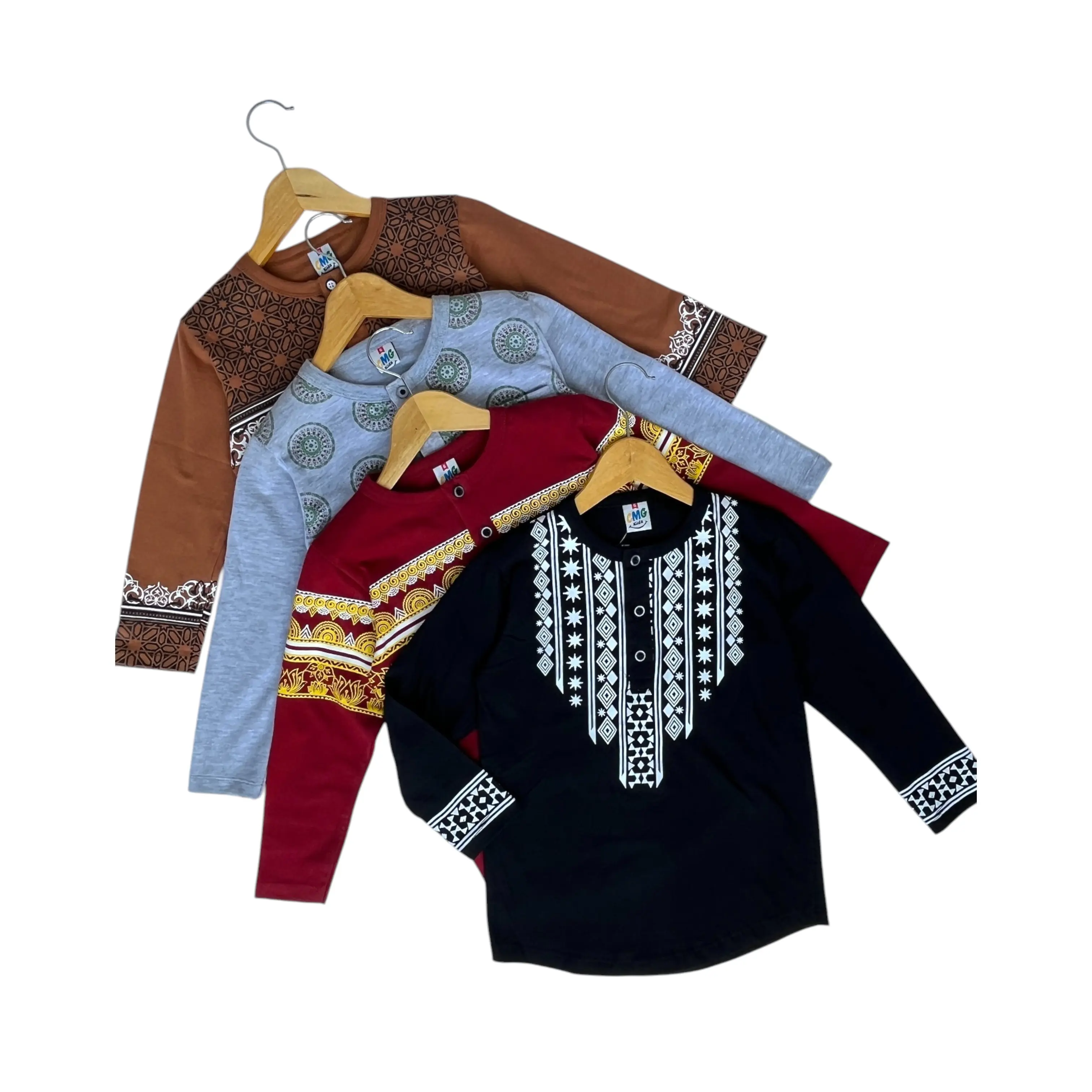 Kaos Baju Koko Anak Lengan Panjang Kancing Katun Combed Fashion Muslim CMGKIDS Combed