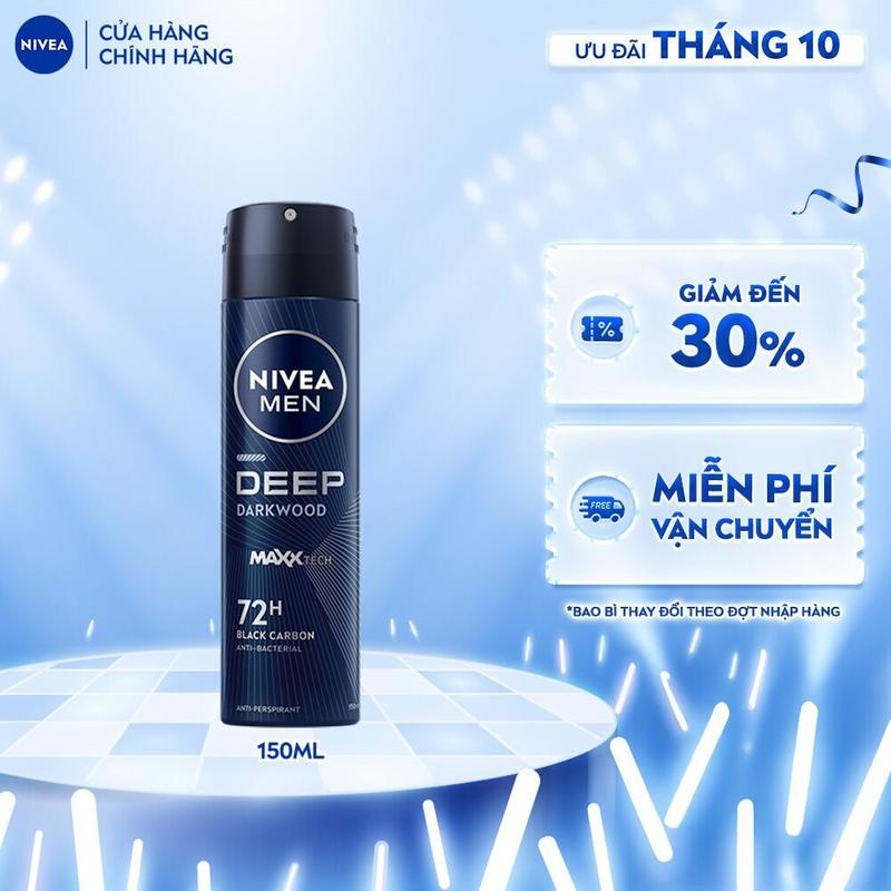 Xịt Ngăn Mùi NIVEA MEN Deep Than Hoạt Tính (150 ml) - 80027/85367