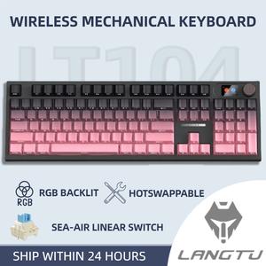 LANGTU LT104 Upgrade Side Lettering PBT Keycaps LT104  3Mode Wireless Gaming Mechanical Keyboard