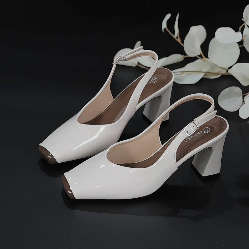  Giày Dép Cao Gót công sở Mũi Vuông bóng mềm êm sang trọng cao 5cm và 7cm - Giày Bánh Bèo mã SandalROSIE shoes Dép 