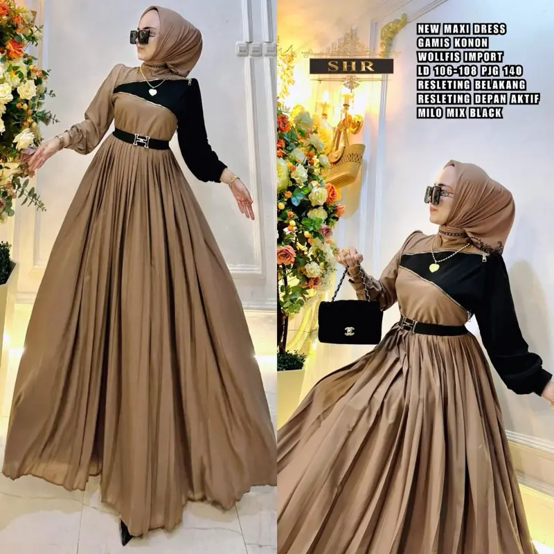 New maxi dress cantik busui friendly by SHR Casual Dewasa