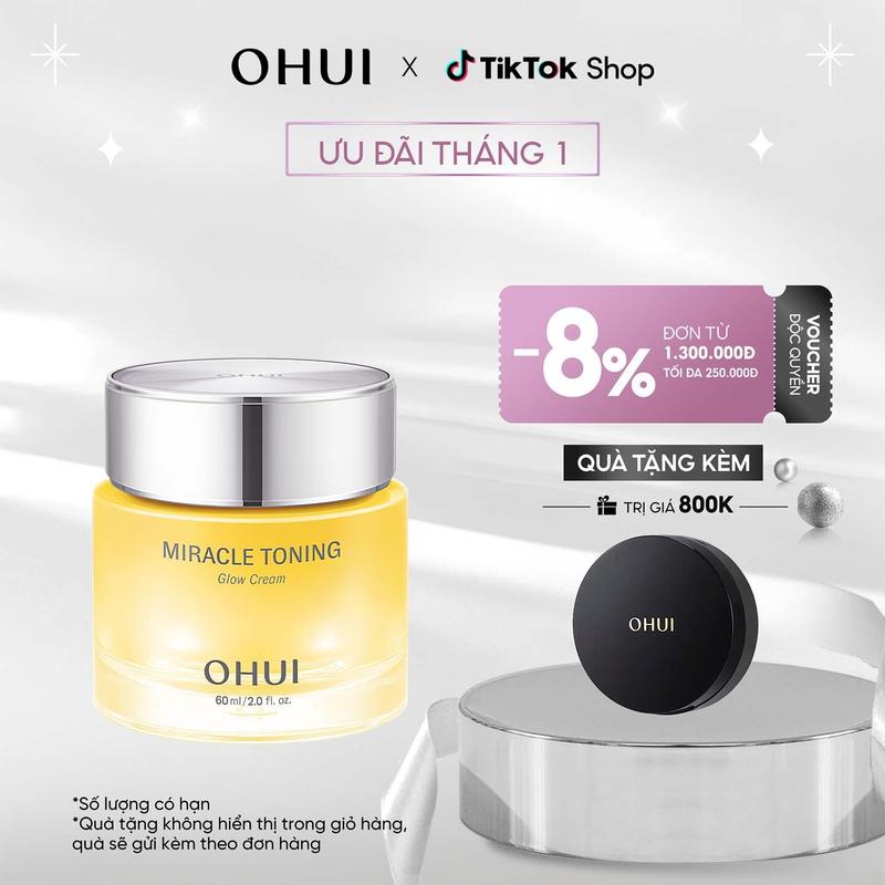  OHUI Official  Kem dưỡng ẩm sáng da căn bóng chứa Vitamin C giúp da săn hỗ trợ chống oxy hóa Miracle Toning Glow Cream 60ml 