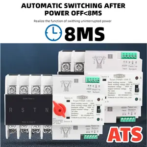 2P 4P 63A 100A ATS Din Rail Saklar Listrik MCB Otomatis Automatic Transfer Switch Tanpa Gangguan Genset