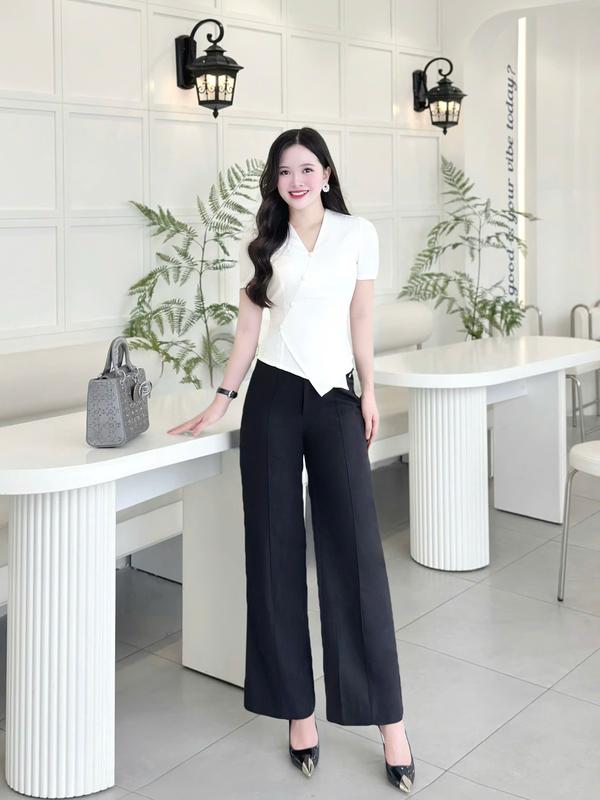 Quần tây nữ (KHÔNG KÈM ÁO) thiết kế Nhật Vy dáng suông bigsize chất lụa công sở văn phòng dự tiệc quà tặng vợ mẹ màu nâu đen trắng xanh - D3400