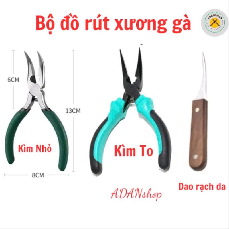Bộ đôi kìm rút xương chân gà và dao rạch da gà tiện lợi dễ dùng
