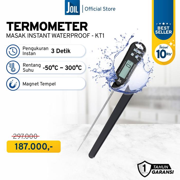 Gambar Joil Termometer Masak Digital 0.1°C Waterproof untuk Daging BBQ Baking dan Dapur - KT1 - Hitam dari Joil Kota Tangerang Selatan Tokopedia