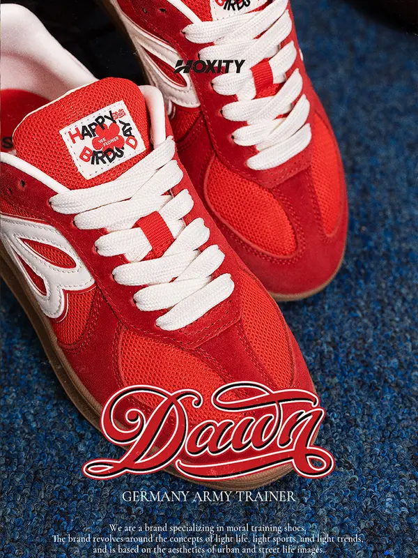 Hoxity - red Sepatu Sneakers Wanita Korean Style Original Casual Shoes Fashion Kulit Premium - 344 4