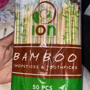 Sumpit Makan Bambu + Tusuk Gigi isi 50 Pasang / Sumpit Bambu+Tusuk Gigi Sekali Pakai Kuat BAMBO Ion