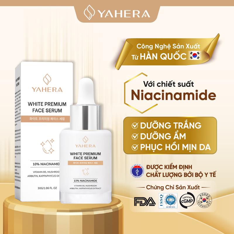 Serum Hỗ Trợ Dưỡng Trắng Mặt YAHERA White Premium Face Serum 30ml Dưỡng Ẩm Phục Hồi Se Khít Lỗ Chân Lông 30ml Skincare Trà