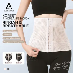 Aviymoos Korset Waist Trainer Shapewear Dengan Belt Kompresi Ekstra Bentukin Badan Setelah Lahiran Stagen Pengecil Perut Buncit Korset