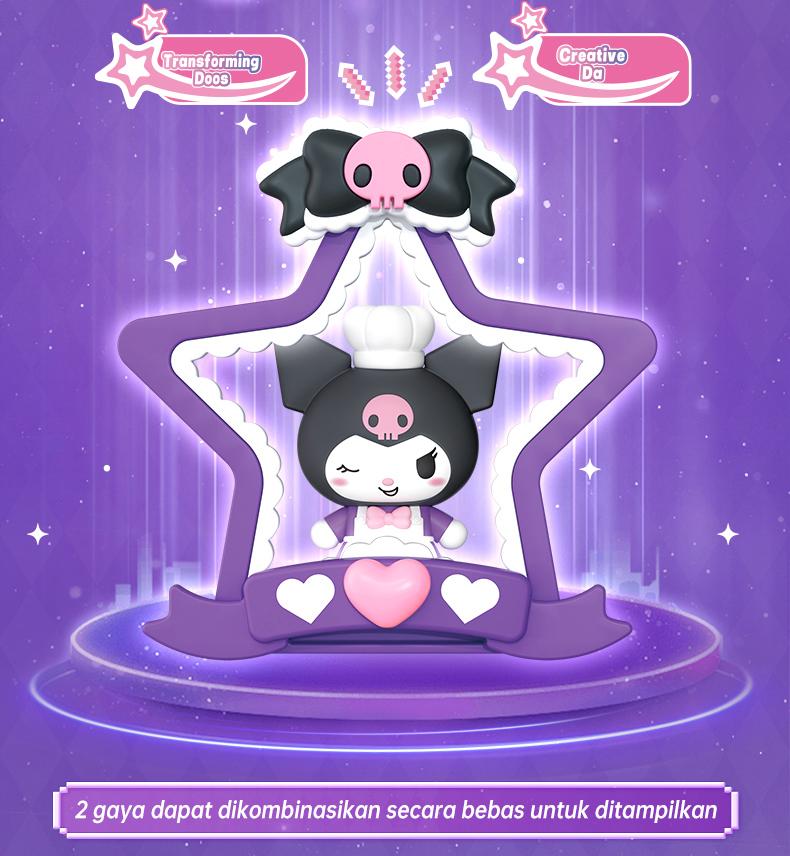 Blokees×Sanrio Blind Box Kuromi Ornamen Mini Action Figurine Mainan Plastik Lucu Kuromi Candy Series Figure Model BlindBox Dadoos Seri FUN 01