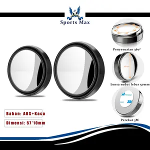 [ BISA COD ] Car Wash Accessories 2PCS Kaca Spion Tempel Bulat Cembung -Rear Anti Blind Spot Wide Mirror Truk Perlengkapan Car mobil