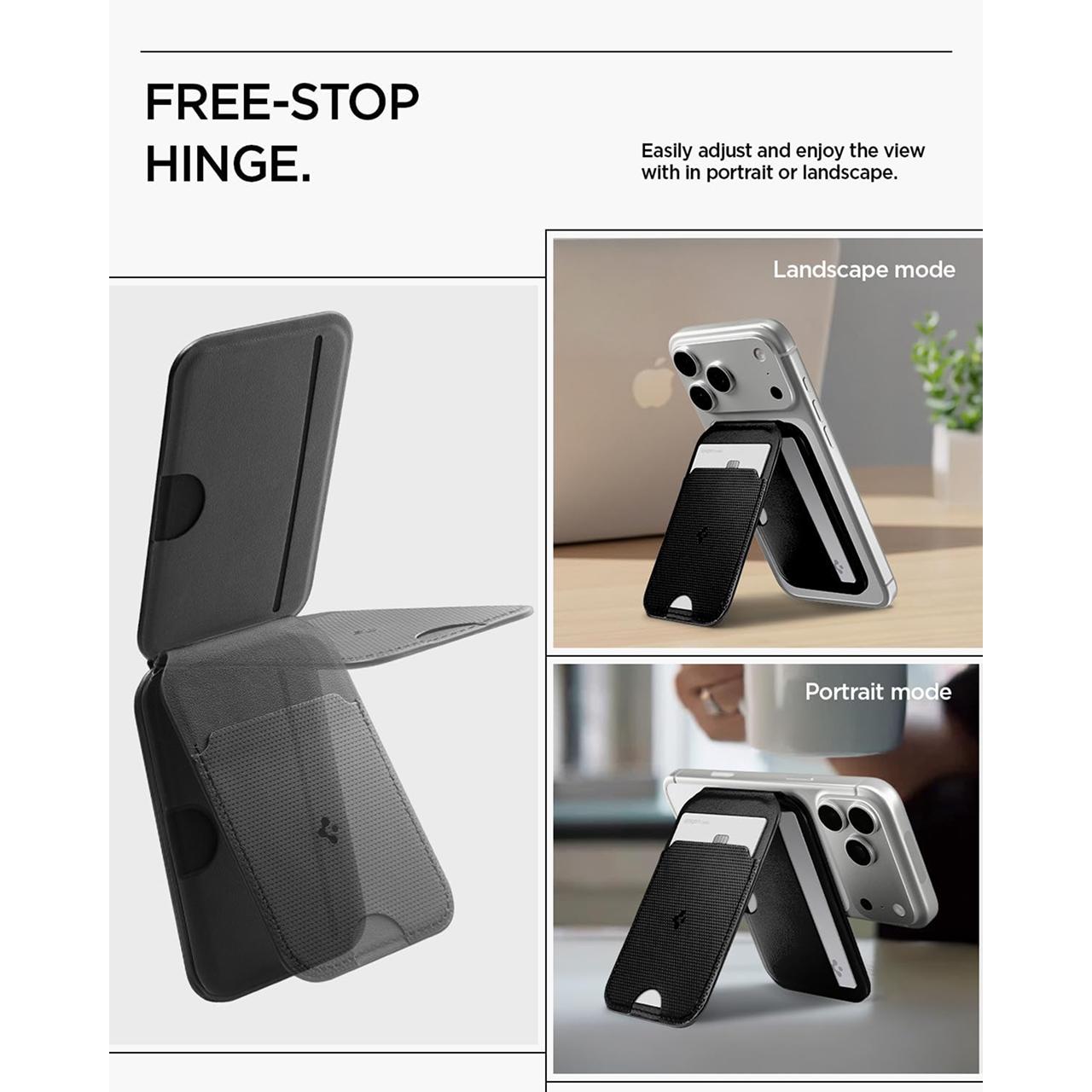 Spigen Card Holder Magsafe With Stand Slim Fold Wallet S314-1 (1 Card) - Black AFA10405