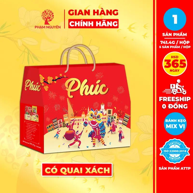 [MUA 3 GIẢM 15%][HỘP QUÀ TẾT CAO CẤP 2026] Hộp quà tặng Tết Phúc phồn vinh 741,4g