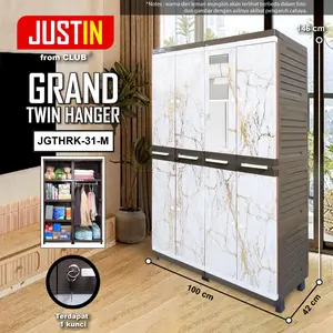 CLUB Justin Grand Twin Hanger - Lemari Pakaian Plastik - Lemari Baju Gantung - Lemari Plastik Susun
