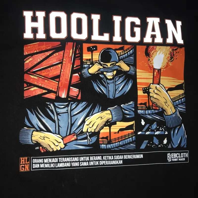 [EBCLOTH 016] Kaos Hooligans Volume 2 | Sablon DTF x Reflektif Menyala | Premium 6