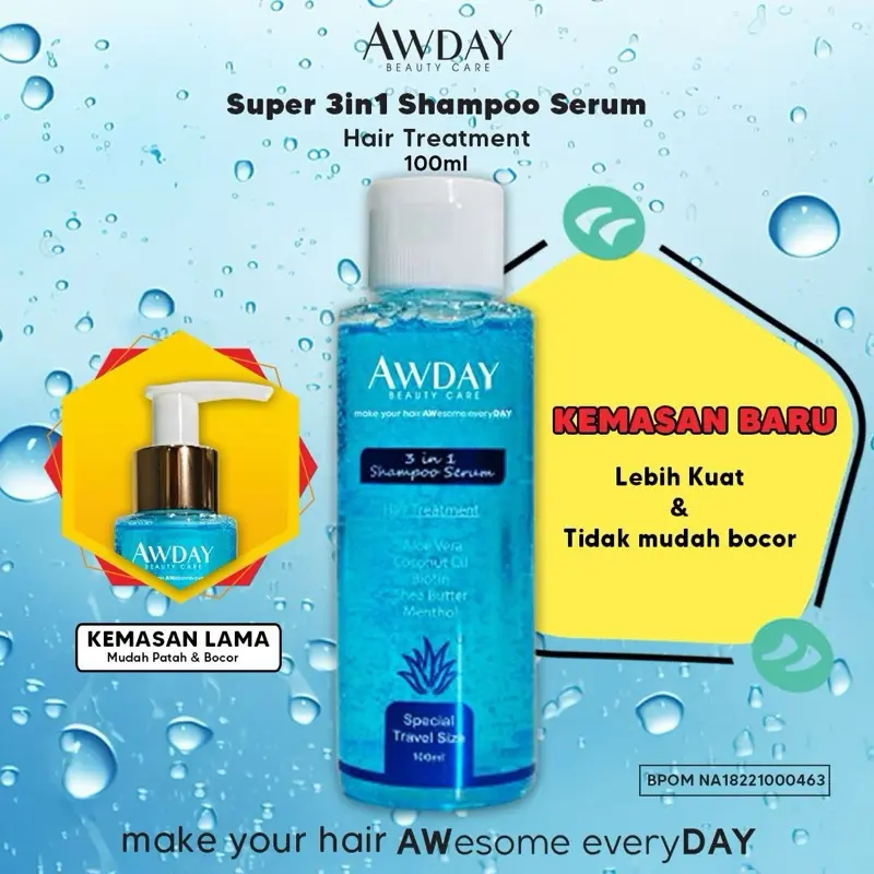 Paket Hemat Shampoo Awday Travel Size dan Conditioner Haircream Original 100% Haircare Menthol 1