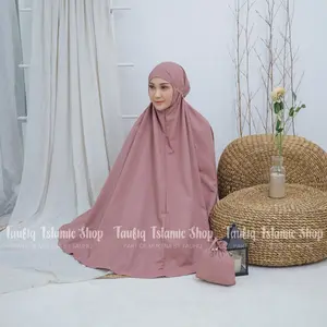 Mukena Ayanaa Series | Mukena Traveling Pouch | Mukena Polos Model Zipper 2in1 Resleting Atasan Muslim Panjang Katun