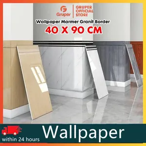 Gruper-Wallpaper Dinding Vinyl Marble 40x90cm Tahan Air Tidak Melengkung Multiwarna