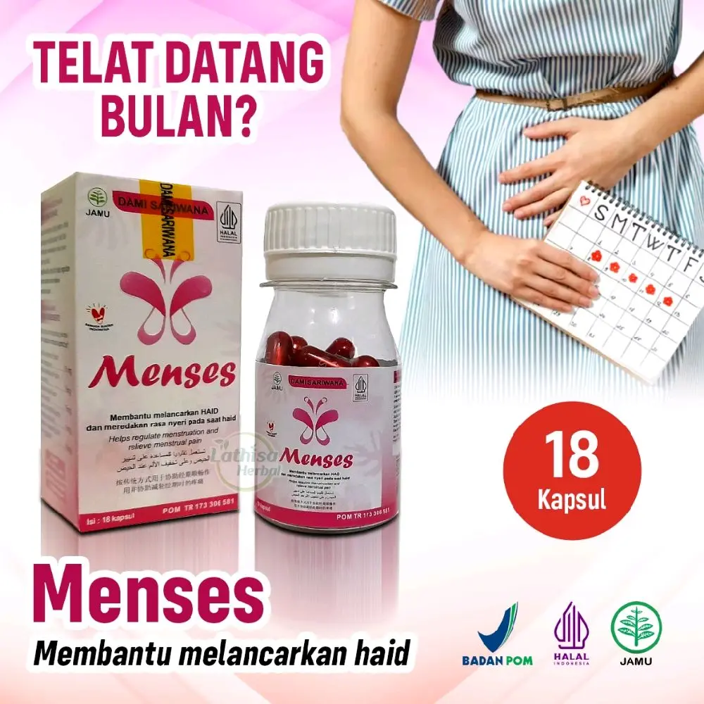 Menses Kapsul Pelancar Haid Datang Bulan 18 Kapsul Membantu Melancarkan Haid Halal Badan POM
