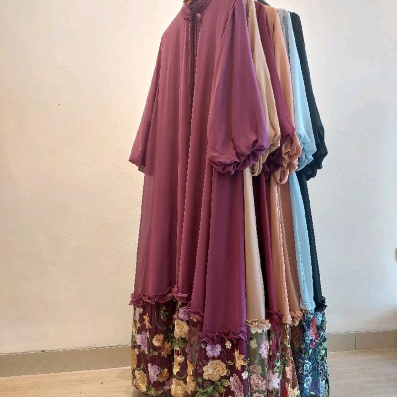 khadijah bindawood,bissmilah gamis outer premium Bordir 1