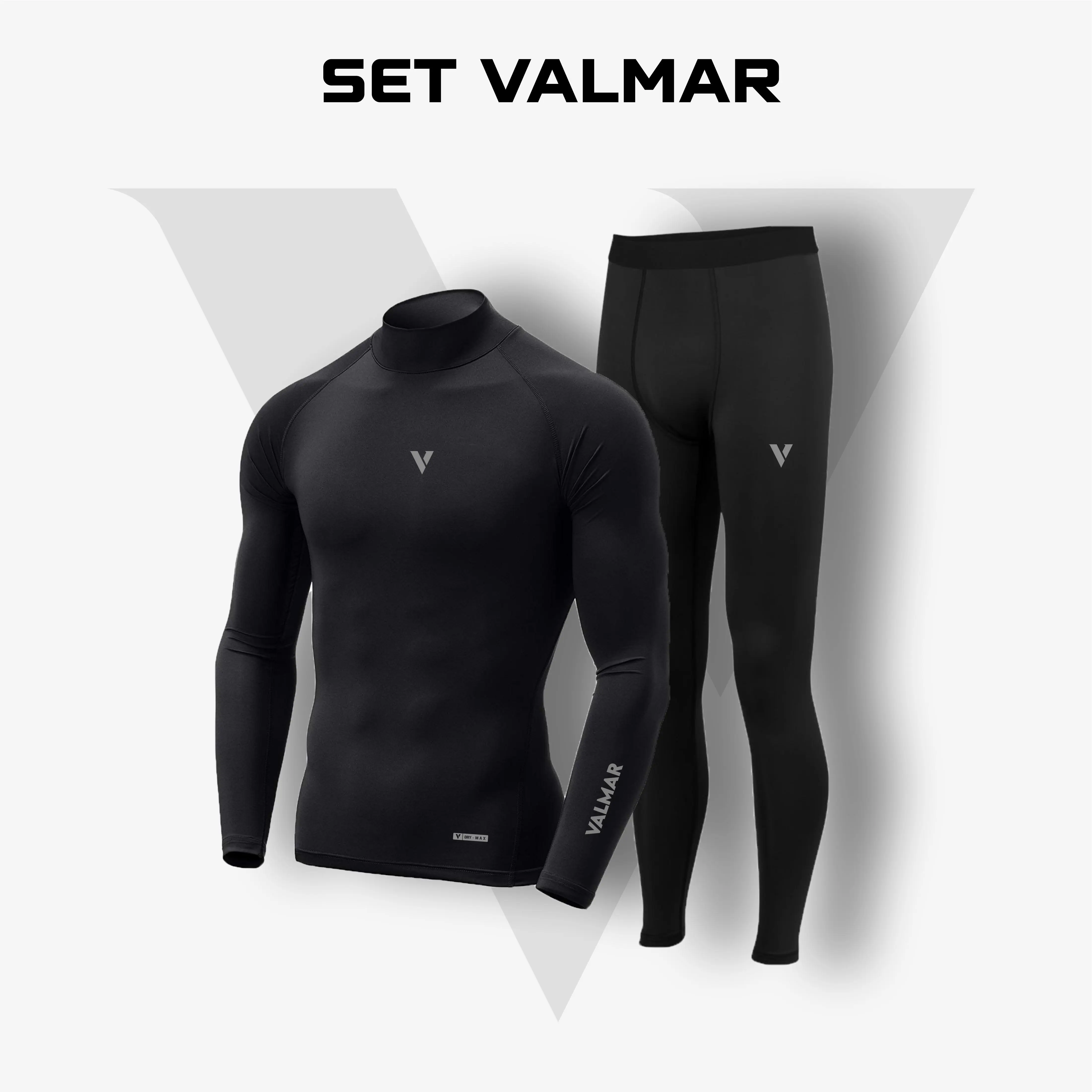 Satu set baselayer dan legging pria original VALMAR / 1 paket manset leging olahraga bahan spandex / baju ketat mangset lejing laki laki football renang gowes running gym fitnes Sport