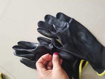 Product Review of GROSIR 12 Pasang sarung tangan comet hitam safety kerja berkendara palmfitpu glove Karet from A**h 0