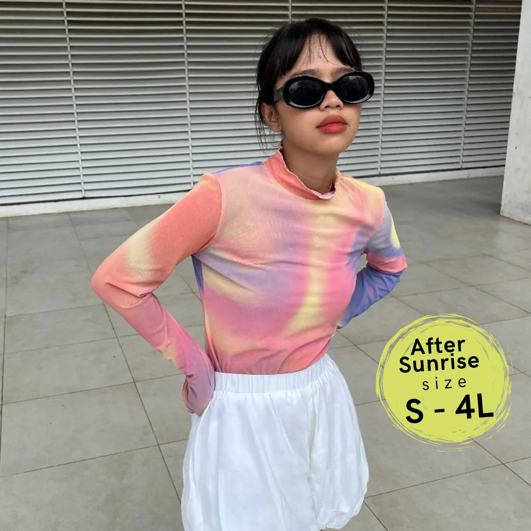 House of KYNY  - Light Colors Mesh Top | Atasan Wanita Print Lengan Panjang